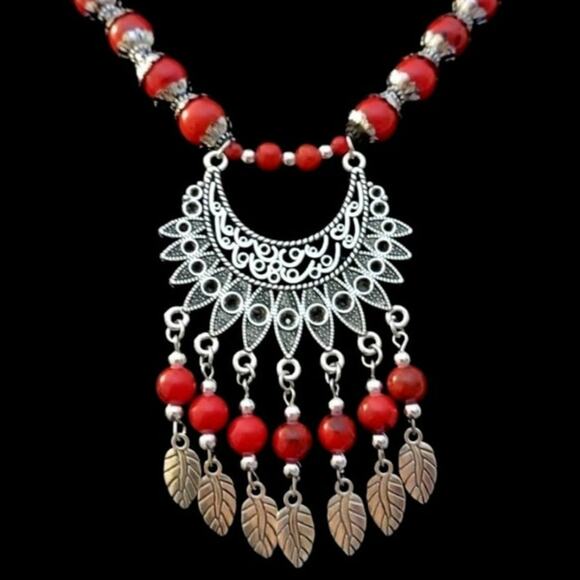 Beaded Half Mandala Necklace - Picture 1 of 5